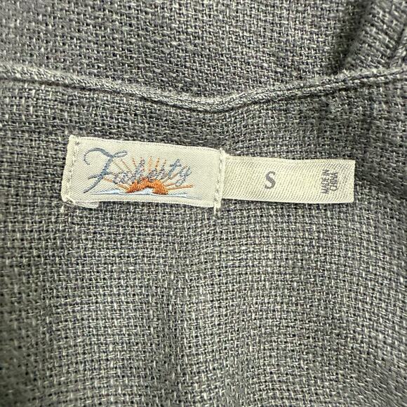 Faherty Dress Womens Small Blue Sanibel Basketweave 100% Linen Coastal Chic - Picture 10 of 13